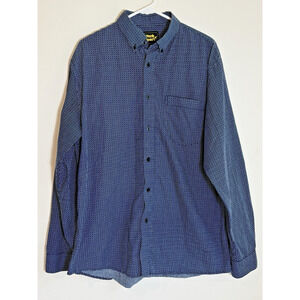 Work n Sport Men's XL Long Sleeve Button Up Shirt Blue Patterned Cotton
